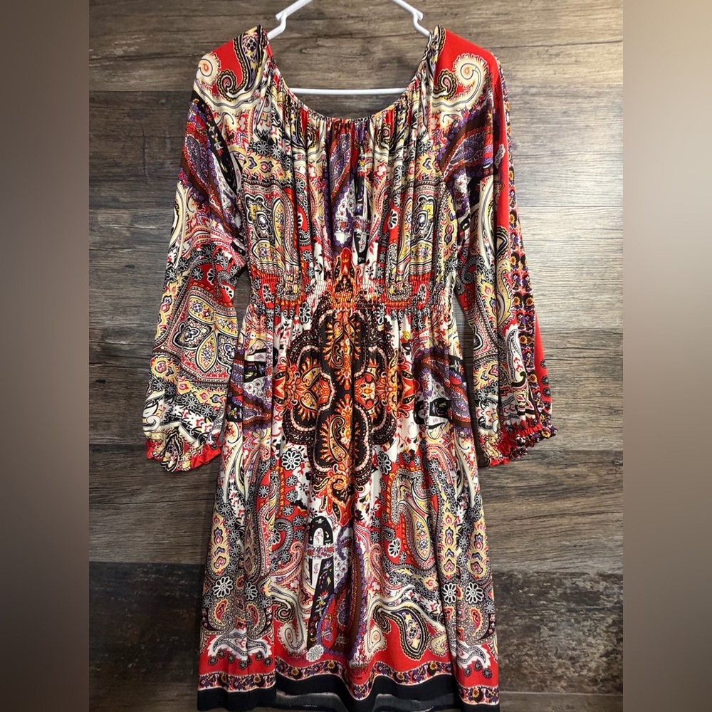 Boston Proper Multicolor Paisley Long Sleeve Dress - Picture 5 of 8